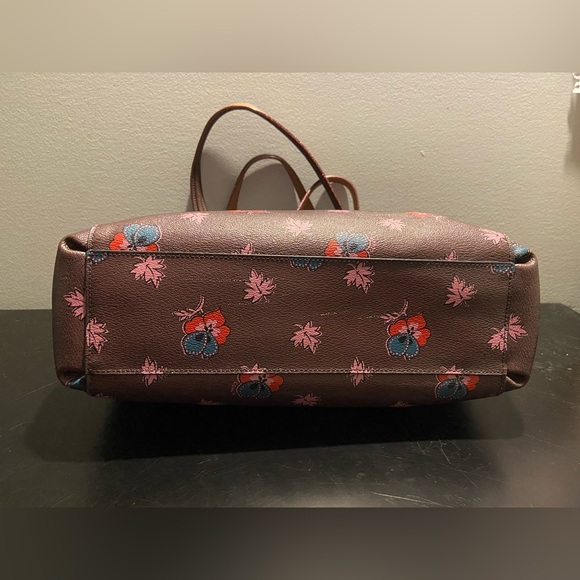 GUC COACH Mini Christie Carryall & Matching Wallet Set Wildflower Print Oxblood - Picture 7 of 15